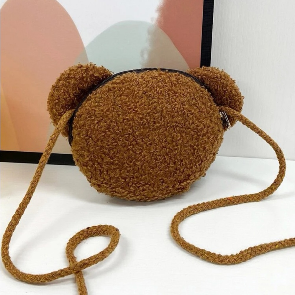 Girls Brown Bear Crossbody Coin Pouch Purse New - Picture 4 of 7